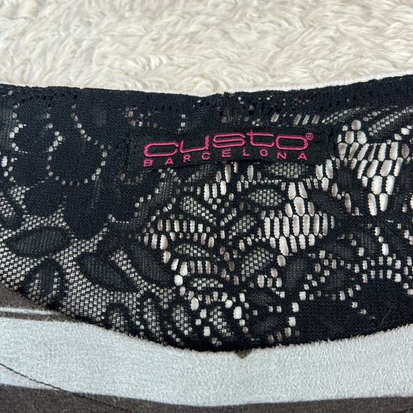 Custo Barcelona cap sleeve geometric patterned black grey white mini dress, 1 XS - Picture 6 of 8